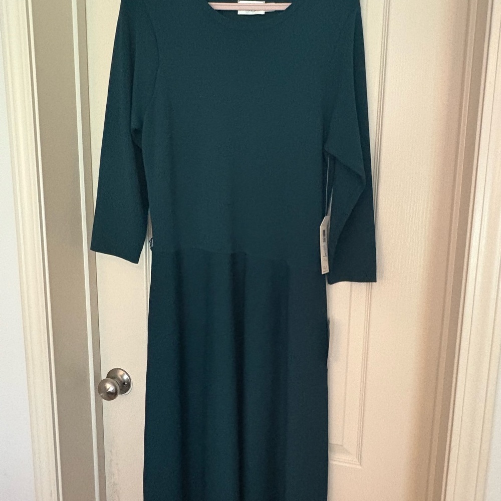 Eliza J Dark Teal Long Sleeve Sheath Dress